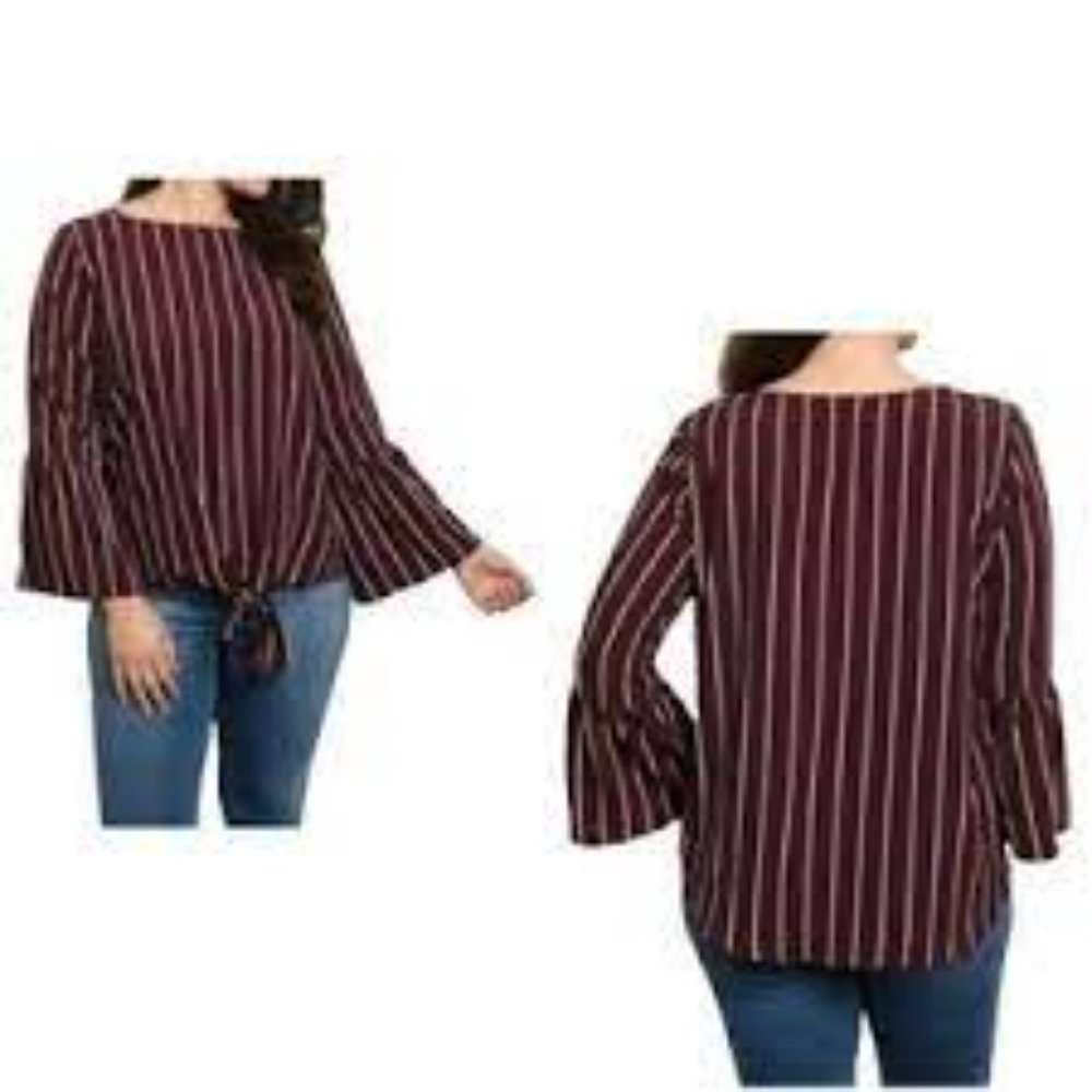 Mittoshop bell sleeve tie waist top szS